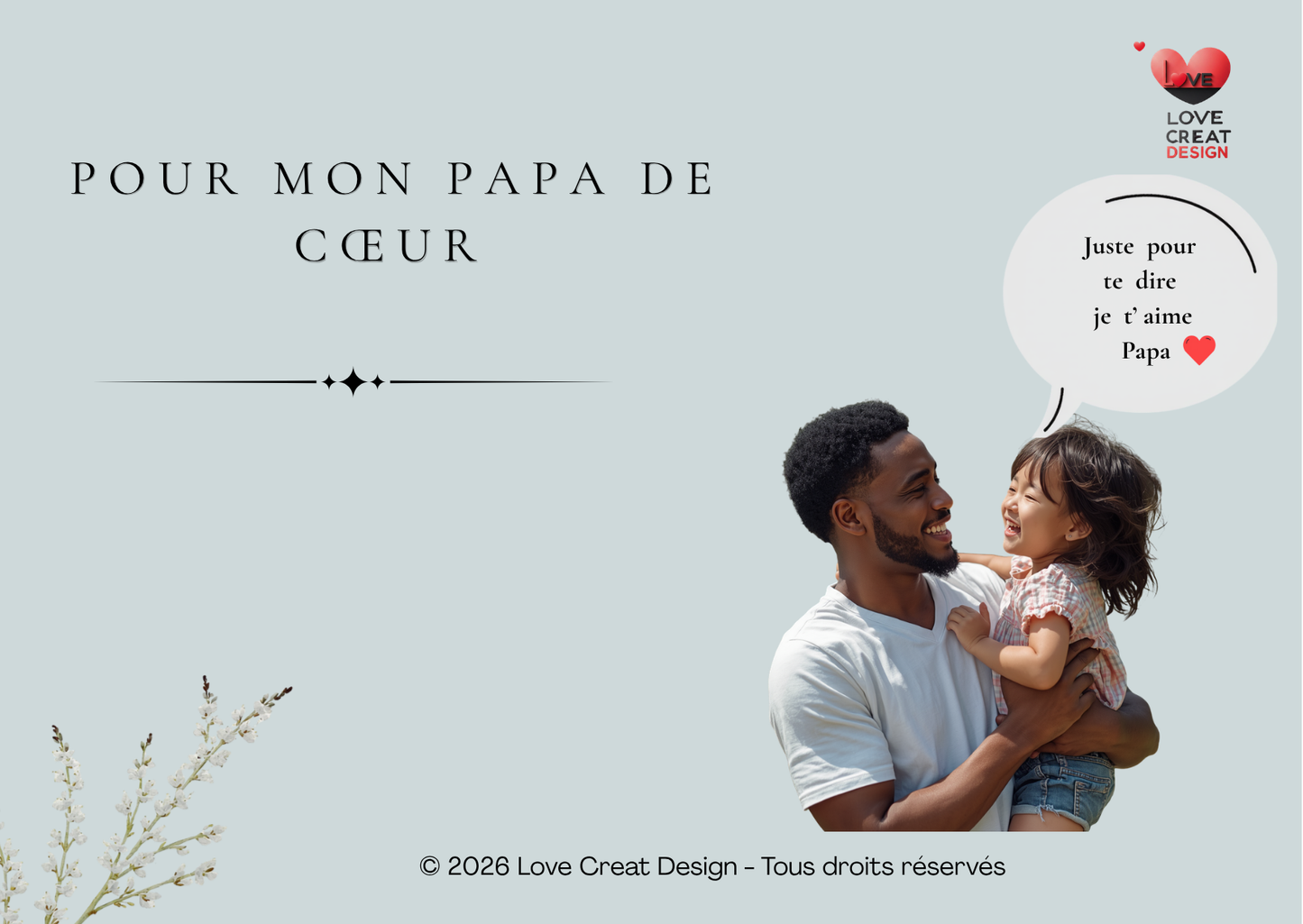 Carte "Pour mon Papa de cœur" — Lettre d'amour | Love Creat Design