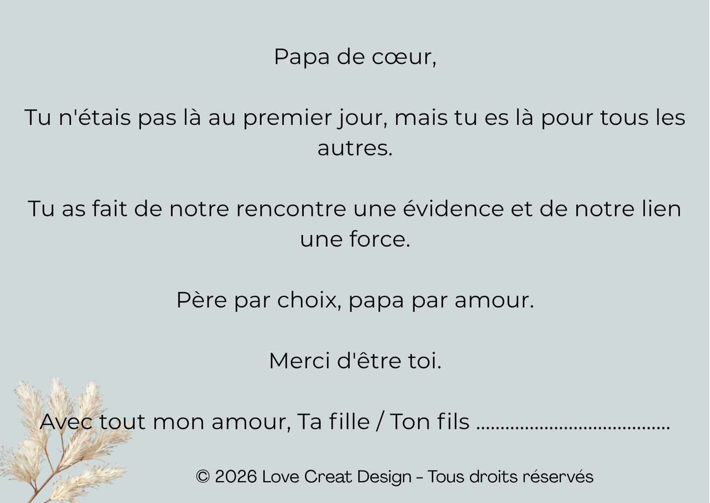 Carte "Papa de cœur — Père par choix, papa par amour" | Love Creat Design