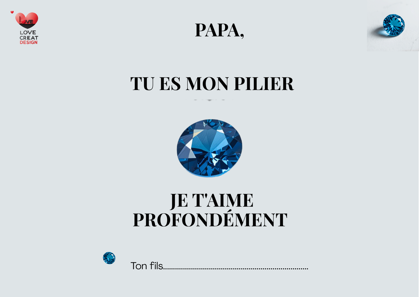 Carte "Tu es mon pilier" — De ton fils à son papa