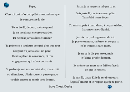 Carte "Tu es mon pilier" — De ton fils à son papa