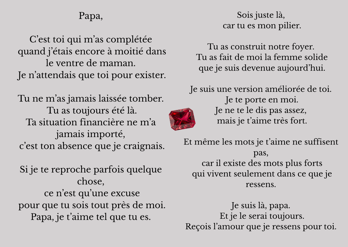 Carte "Tu es mon pilier" — De ta fille à son papa