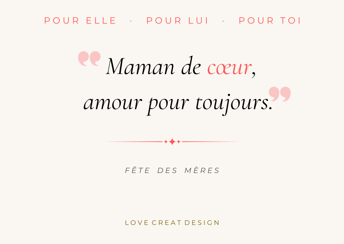 Carte "Maman de cœur, amour pour toujours" — Fête des Mères