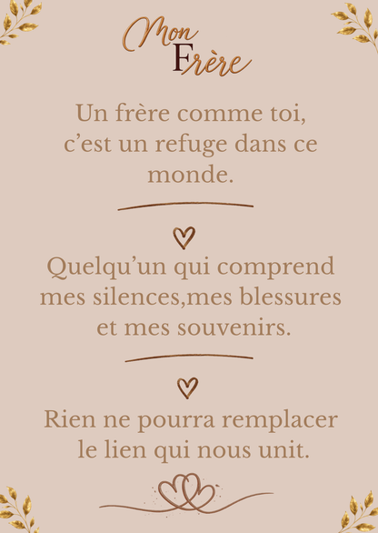 Carte "Mon Frère - Un frère comme toi, c'est un refuge" — Message poème