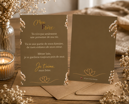 Carte "Mon Frère - Tu es une partie de mon histoire" — Message poème