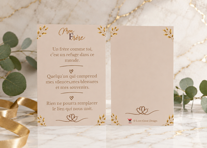 Carte "Mon Frère - Un frère comme toi, c'est un refuge" — Message poème