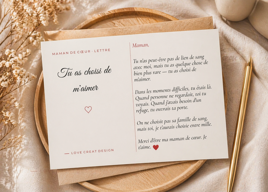 Carte "Tu as choisi de m'aimer" — Maman de Cœur