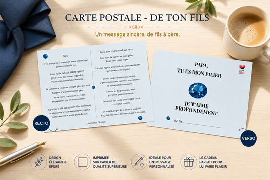 Carte "Tu es mon pilier" — De ton fils à son papa