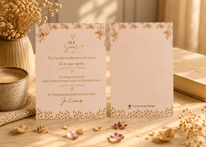 Carte "Ma sœur, tu es mon repère" — Lettre courte
