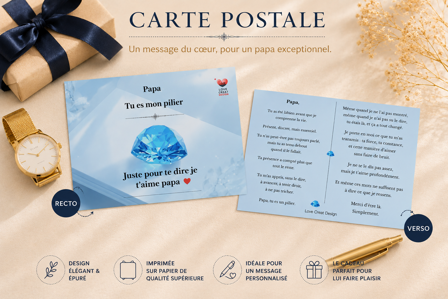 Carte "Tu es mon pilier" — Pour papa, de son enfant