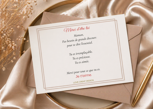 Carte "Merci d'être toi" — Fête des Mères
