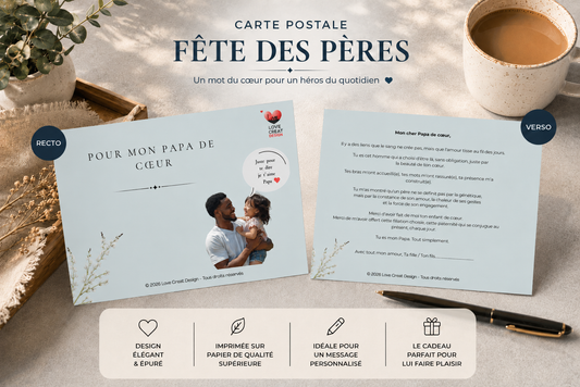 Carte "Pour mon Papa de cœur" — Lettre d'amour | Love Creat Design