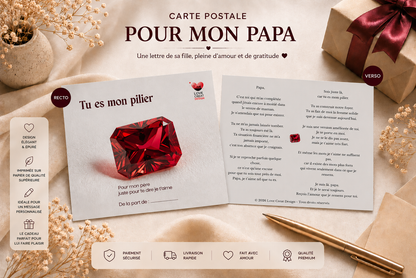 Carte "Tu es mon pilier" — De ta fille à son papa
