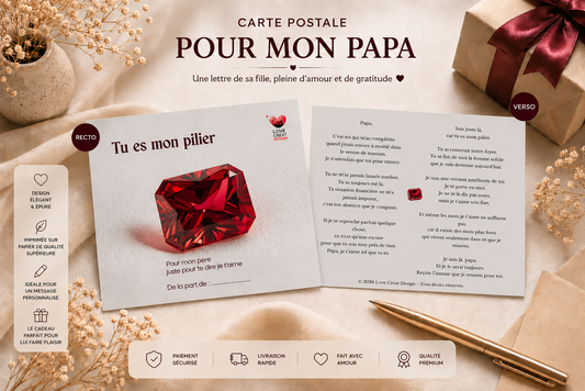 Carte "Tu es mon pilier" — De ta fille à son papa