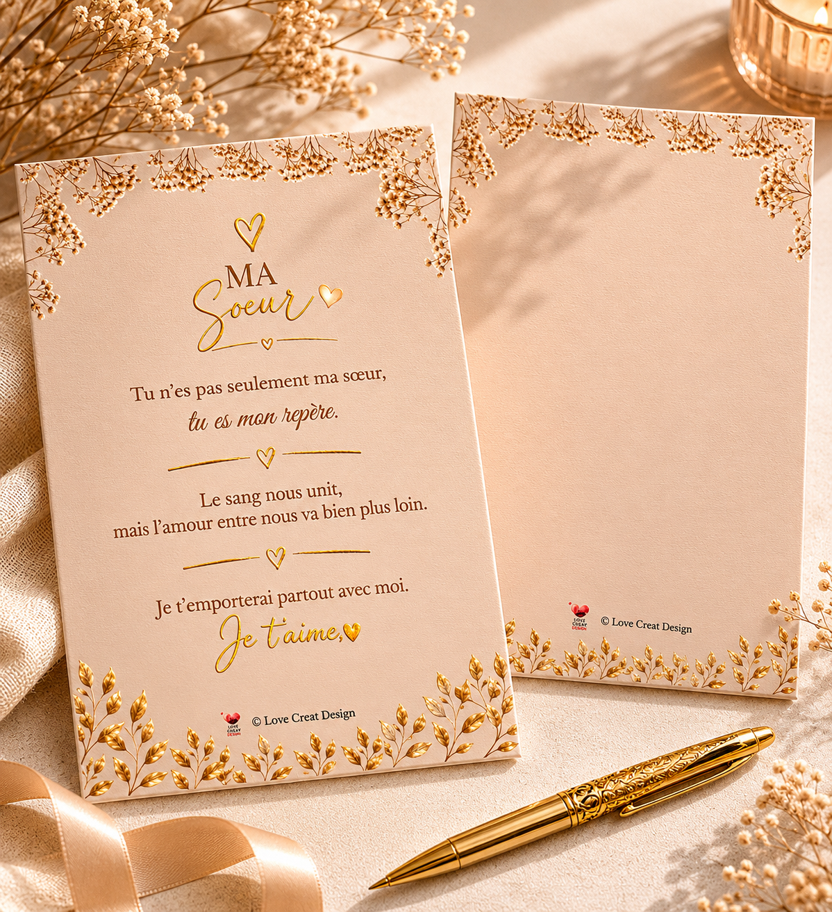 Carte "Ma sœur, tu es mon repère" — Lettre courte
