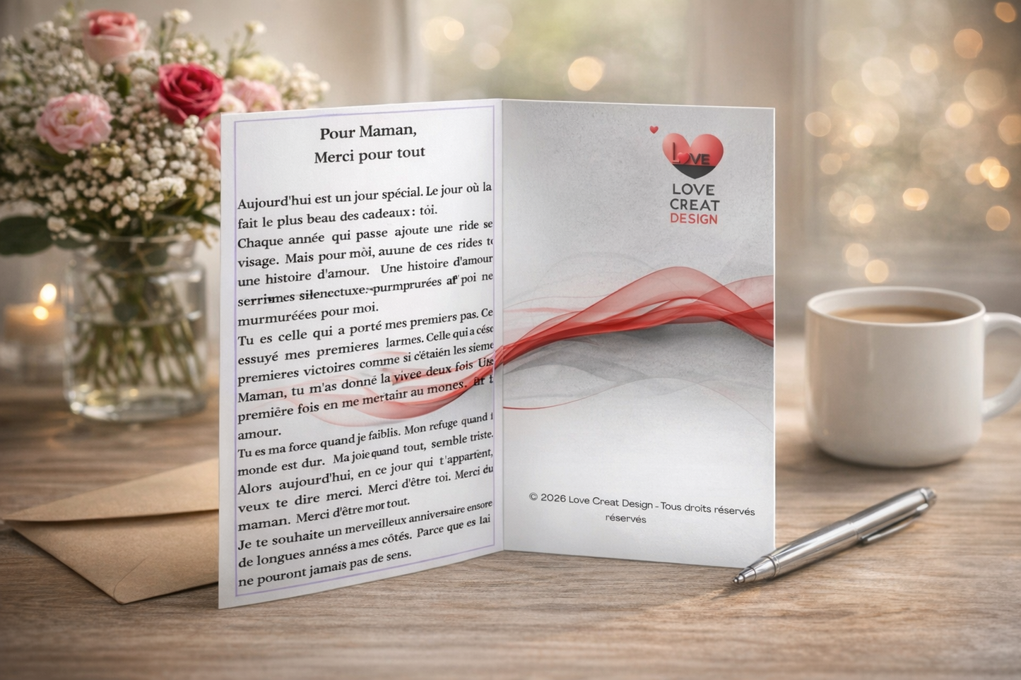 Carte Pour Maman "Merci pour tout" - Message de Gratitude Premium | Love Creat Design