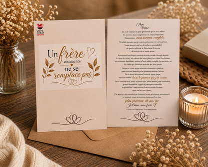 Carte "Un frère comme toi ne se remplace pas" — Lettre complète