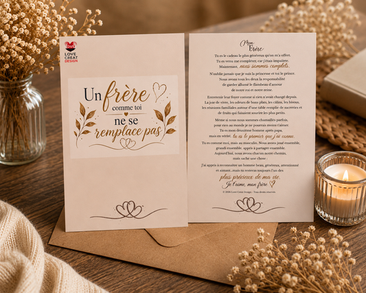 Carte "Un frère comme toi ne se remplace pas" — Lettre complète