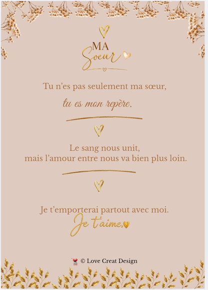 Carte "Ma sœur, tu es mon repère" — Lettre courte